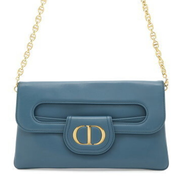 Christian Dior Chain Shoulder Bag DOUBLE Leather Clutch - Picture 1 of 8